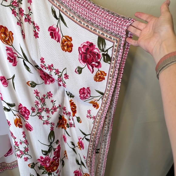 Japna Flower Floral Print Boho Festival Open Front Cascading Shrug Kaftan Kimono - Picture 9 of 16